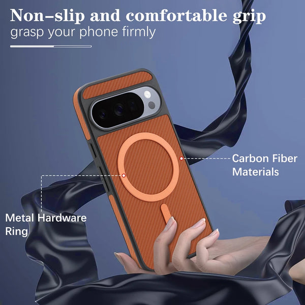 Carbon Fiber Pattern Case For Google Pixel 9 9pro 9A 10 10pro Pro XL ProXL Wrieless Charging Phone Back Cover