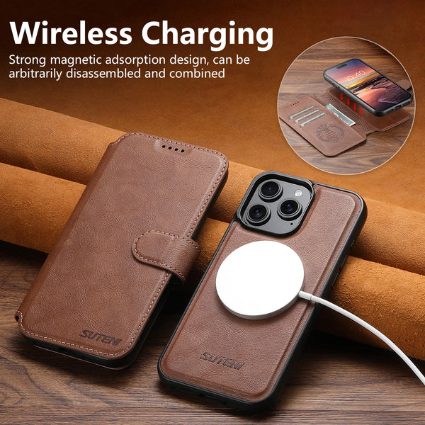 PU Leather Wireless Charging Card Holder Stand Wallet Magnetic Flip Cover Phone Case For iPhone 17 Pro Max 16 Plus 15 14 13 12