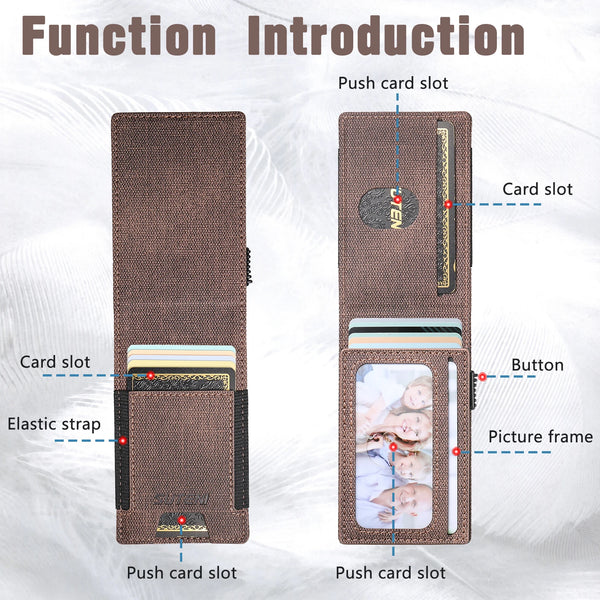 SUTENI Faux Leather For Men Wallet Card Slot Wallet Flip Cover Card Box Pressing The Button Automatically Ejects The Card