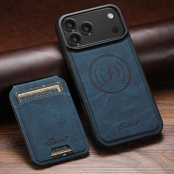 SUTENI Wireless Charging Phone Case Magnet Card Holder Stand Faux Leather For iPhone 17 Pro Max Air 16 Plus 15 14 13 12