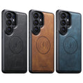 SUTENI Luxury Faux Leather Oil Wax Phone Case Magnet Wireless Charging For Samsung Galaxy S26 Ultra S25 Plus S24 S23+
