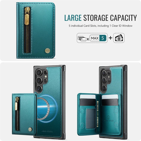 Magnetic Flip Leather Phone Case for Samsung Galaxy S26 Ultra S25 FE S24 Plus S23 S22 S21 5G Wireless Charging Wallet Card Cover