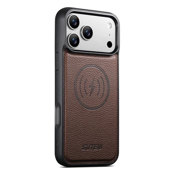 SUTENI Frosted Feel Faux Leather Magnet Wireless Charging Phone Case For iPhone 17 Pro Max 16 15 14 13