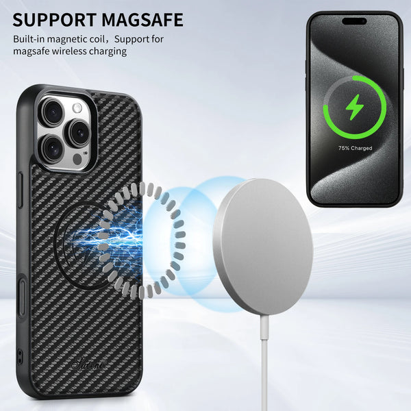 SUTENI Luxury Faux Leather Phone Case Wireless Charging Magnet Tartan For iPhone 17 Pro Max 16 Plus 15 14 13 12