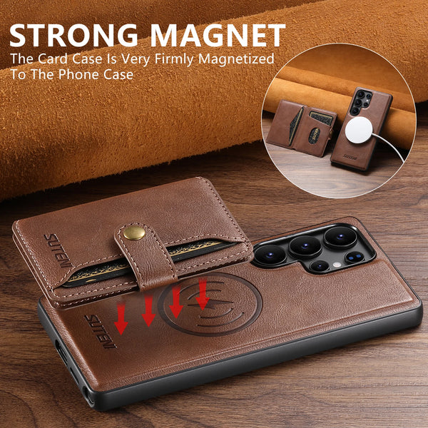 SUTENI Wireless Charging Luxury PU Leather Magnetic Buckle Phone Case Card Holder Stand For Samsung S26 Ultra S25 S24 S23 S22