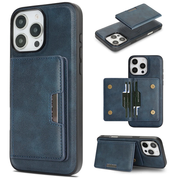 2 in 1 Magsafe Leather Case for Iphone 17 16 ProMax 15 Plus 14 Pro Max 13 12 16e iphone17 Air Kickstand Magnetic  Phone Cover