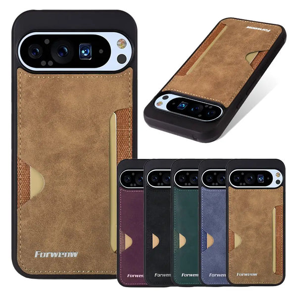 Cards Slot Leather Case For Google Pixel 9 9A 9Pro 9ProXL 10 10Pro 10ProXL Pro XL Shockproof Card Holder Phone Back Cover