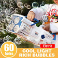 60 Holes Bubble Gun Automatic Electric Soap Bubbles Blower Magic Machine Outdoor Bath Party Toy LED Light Children's Day Gifts
