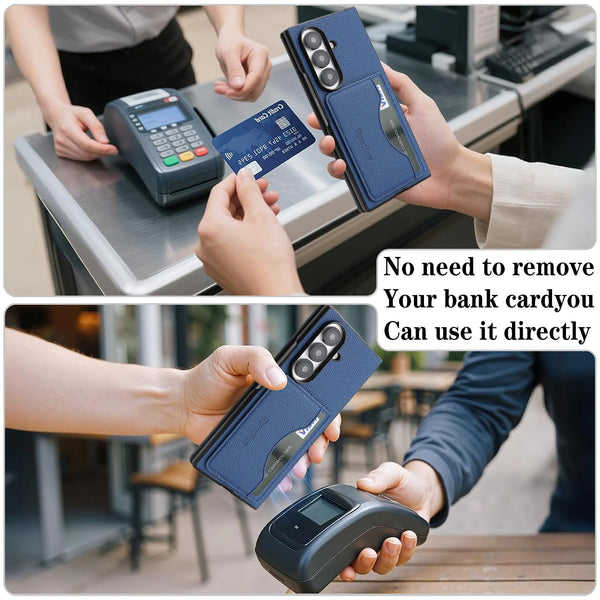 Leather Wallet Case for Samsung Galaxy Z Fold 7 6 5 4 3 Fold7 Fold6 Fold5 Fold4 Fold3 Card Slots Holder Kickstand Phone Cover