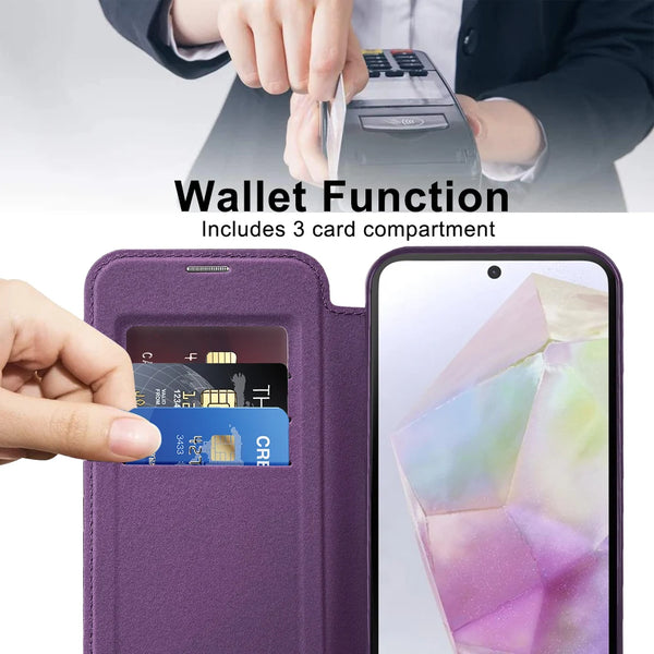 Flip Case for Samsung Galaxy A15 A16 A17 A35 A36 A55 A05 A05S A06 A07 A56 A26 4G 5G Wireless Charging Card Slots Phone Cover