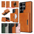 2 in 1 Wireless Charging Leather Case for Samsung Galaxy S25 Ultra S23 Plus S24 S22 Magnetic Cards Holder Card Slots Phone Cover