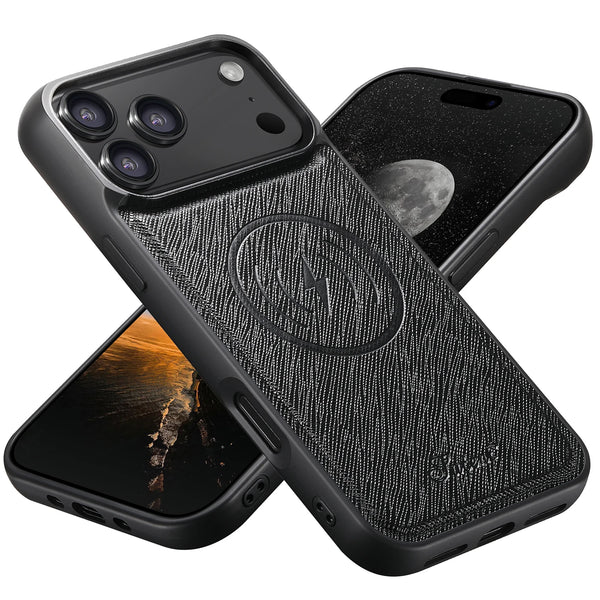 SUTENI Wireless Charging Phone Case Luxury Faux Leather Magnet For iPhone 17 Pro Max 16 Plus 15 14 13 12