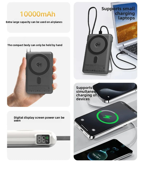 Qi2.2 25W Wireless + PD30W Power Bank 10000mAh with MagSafe, Fast Charging Battery Pack, Charger for iPhone 17/16, Samsung S26