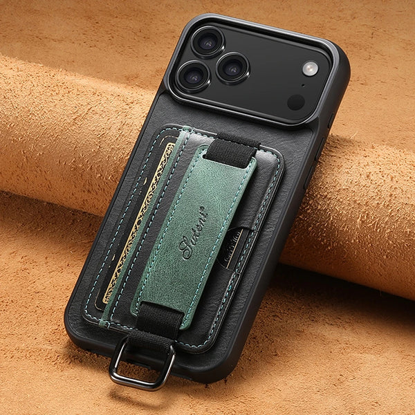 Leather Case For iPhone 17 Promax Air 16E 16 Pro Max 15 Plus 14 Pro 13 PM 12 iphone17 iphone 16 Card Slots hand Hold Phone Cover