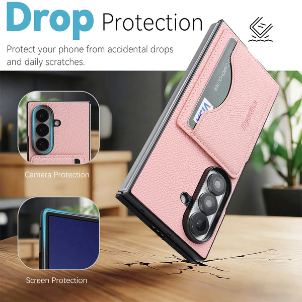 Leather Wallet Case for Samsung Galaxy Z Fold 7 6 5 4 3 Fold7 Fold6 Fold5 Fold4 Fold3 Card Slots Holder Kickstand Phone Cover
