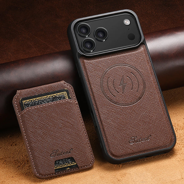 SUTENI Wireless Charging Phone Case Magnet Card Holder Photo Frame Bag Faux Leather For iPhone 17 Pro Max 16 Plus 15 14 13 12