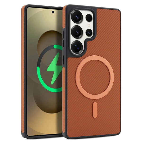 Carbon Fiber Pattern Phone Case For Samsung Galaxy S25 Ultra 24 Plus S23 S22U S25U S24U S23U Wrieless Charging Phone Cover