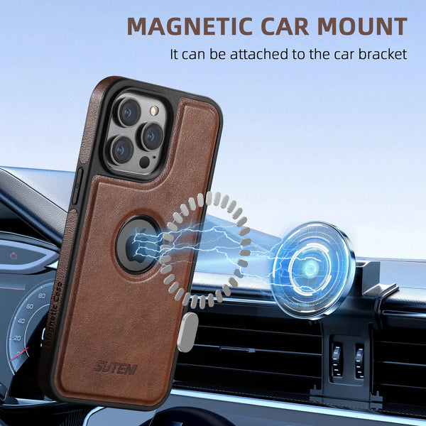 Wireless Charging Faux Leather Magnetic Button Card Holder Stand Phone Case Smooth Surface 2-in-1 Wallet For iPhone 17 ProMax 16
