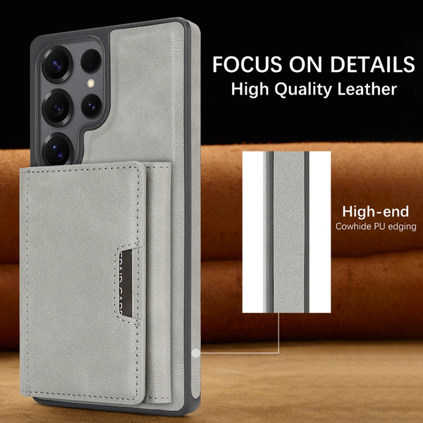 2 in 1 Magnetic Leather Case for Samsung Galaxy S25 Ultra S24 Plus S23 + S25U Wireless Charging 7 Card Slots Holder Phone Cover