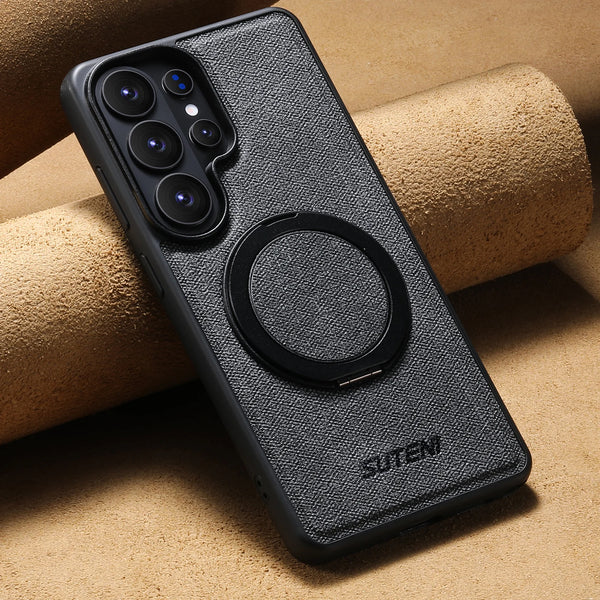 Magnet Wireless Charging Phone Case Faux Leather 360° Rotating Stand Ring Buckle Frosted Feel For Samsung Galaxy S26 Ultra S25