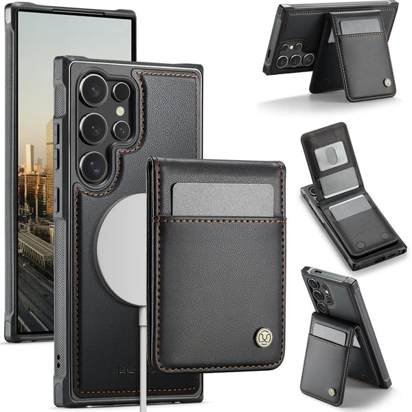 Magnetic Flip Leather Phone Case for Samsung Galaxy S26 Ultra S25 FE S24 Plus S23 S22 S21 Note 20 10 Magsafe Wallet Cards Cover