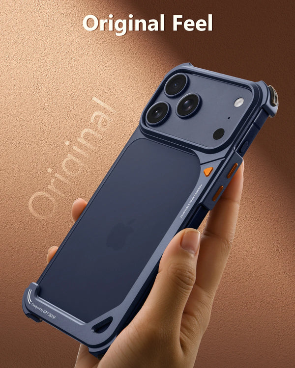 Oatsbasf Metal Frameless Phone Case for iPhone 17 Pro Max 9 Shape Phone Cover Slim Bumper Bare Phone Feel Shell for iPone 17 Pro