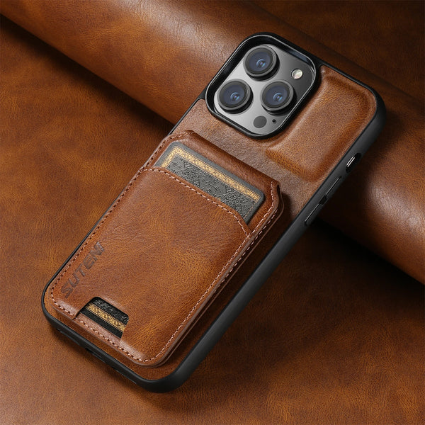 SUTENI Card Holder Leather Magnetic Pocket Cover Wallet Phone Case For iPhone X XS XR 11 12 13 14 15 Plus 16 17 Pro Max