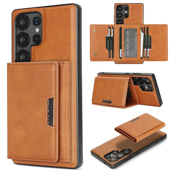 2 in 1 Magnetic Leather Case For Samsung Galaxy S25 + S25Edge S24 Ultra S23 Plus S25U S24U S23U 7 Card Slots Holder Phone Cover