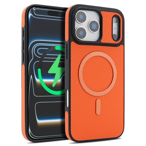 Carbon Fiber Pattern Magsafe Phone Case For Iphone 17 Air 16 Promax 15 Pro Max 14 Plus 13 12 16e Wrieless Charging Phone Cover