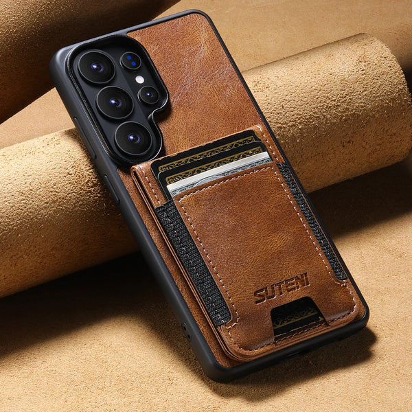 SUTENI Card Holder Phone Case Luxury Faux Leather Stand For Samsung Galaxy S26 Ultra S25 Plus S24 S23
