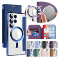 Flip Case For Samsung Galaxy S25 S22 S23 S24 Ultra Plus S23 FE S25U Magnetic Wireless Charging Shell PU Leather Card Clip Cover