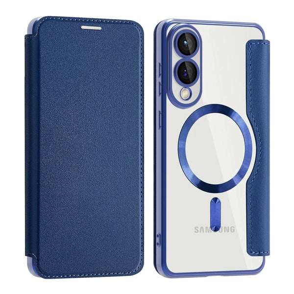 Flip Case for Samsung Galaxy S25 Ultra Edge S24 Plus Fe S23 S22 Magnetic Wireless Charging Card Slots Card Holder Phone Cover
