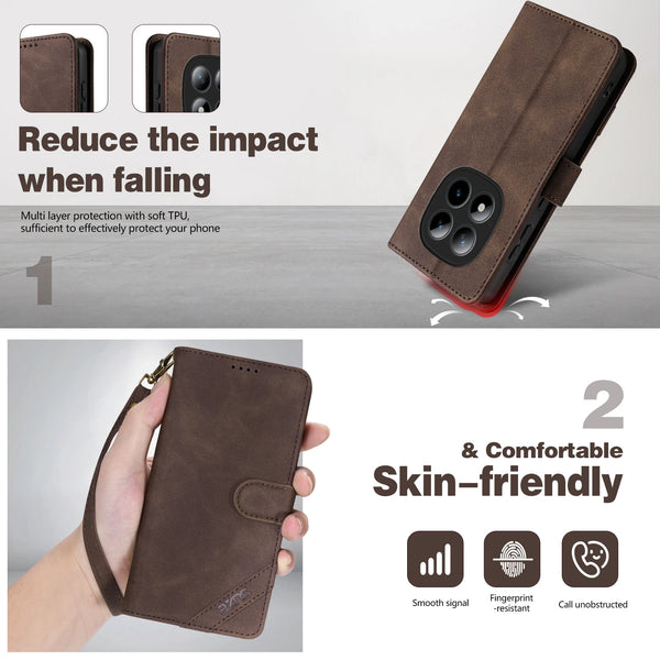 Flip Leather Case for Xiaomi Redmi Note 14 15 Pro Plus 5G K80 K90 Turbo 4 5 Pro Max Card Slots Phone Cover With Hand Strap