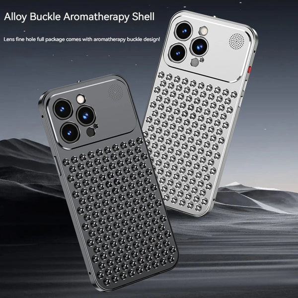 For iPhone 17 14 15 16 Pro Max Metal Heat Dissipation Phone Case Aluminum Alloy Aromatic Ultra-thin Shock-absorbing Back Cover