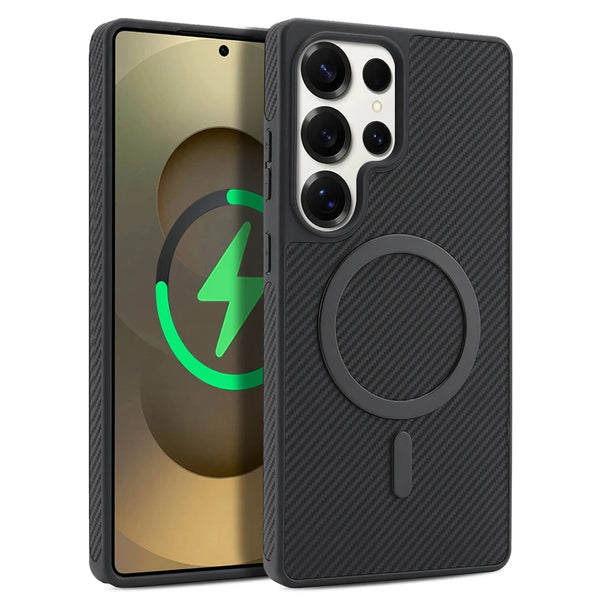 Carbon Fiber Pattern Phone Case For Samsung Galaxy S25 Ultra 24 Plus S23 S22U S25U S24U S23U Wrieless Charging Phone Cover