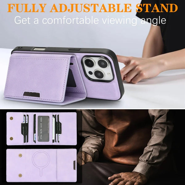 2 in 1 Detachable Magsafe Case for IPhone 17 Air 16 Promax15 Plus 14 Pro 13 Pro Max 12 Magnetic 7 Card Slots Holder Phone Cover
