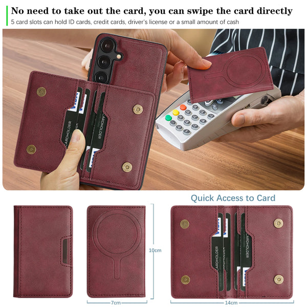 2 in 1 Leather Case For Samsung Galaxy A14 A15 A16 A17 A26 A34 A35 A36 A52 A53 A54 A55 4G 5G Magnetic Card Slots Phone Cover