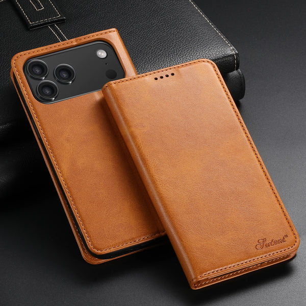 SUTENI For iPhone 17 Pro Max 16 Plus 15 Pro 14 13 12 Phone Case Faux Leather Card Holder Stand Wallet Magnet Flip Cover