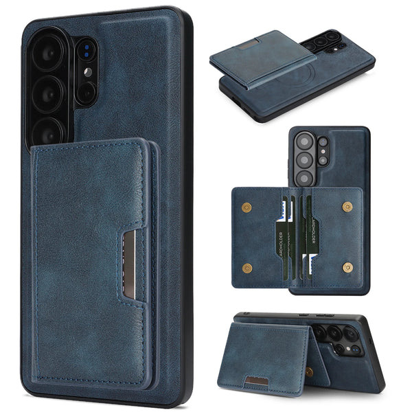 2 in 1 Leather Case for Samsung Galaxy S26 Ultra S25 Edge S24 Plus S23 5G S25U Kickstand Thin Cards Slots MagneticPhone Cover