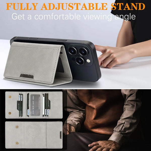 Magnetic Cards Slots Bag For Samsung iphone 16 15 14 13 12 11 Xiaomi Google Phone Kickstand Cards Holder for All Smartphones