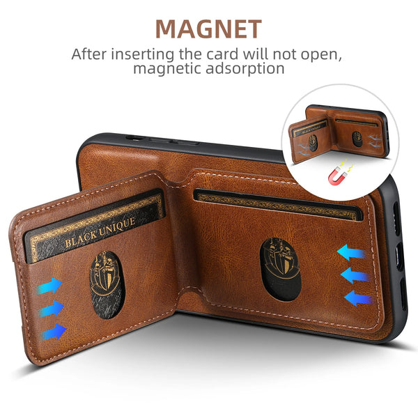 SUTENI Card Holder Leather Magnetic Pocket Cover Wallet Phone Case For iPhone X XS XR 11 12 13 14 15 Plus 16 17 Pro Max