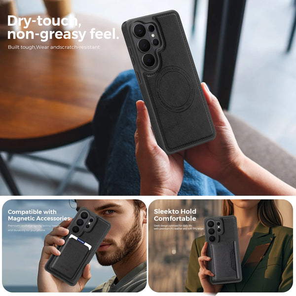 Wireless Charging Leather Case for Samsung Galaxy S26 Ultra S25 Edge Fe S24 Plus S23Ultra S25U S26U S22U Magnetic Phone Cover