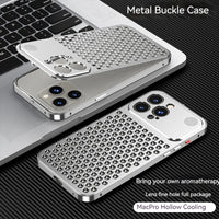 For iPhone 17 14 15 16 Pro Max Metal Heat Dissipation Phone Case Aluminum Alloy Aromatic Ultra-thin Shock-absorbing Back Cover
