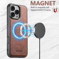 SUTENI Frosted Feel Faux Leather Magnet Wireless Charging Lychee Texture Phone Case For iPhone 17 Pro Max 16 Plus 15 14 13