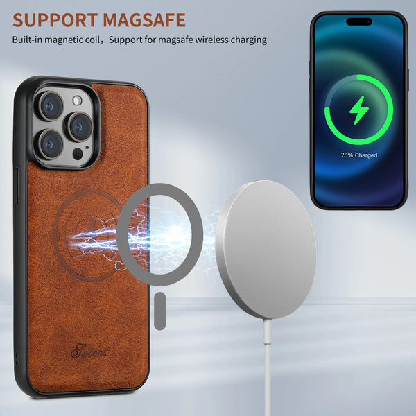 SUTENI PU Leather Compatible Wireless Charging Case Luxury Phone Case for Men For iPhone 12 13 14 15 Plus 16 Pro Max