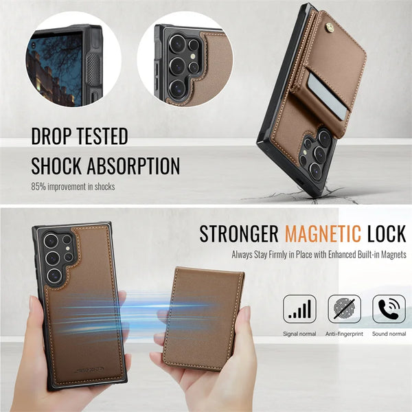 Magnetic Flip Leather Phone Case for Samsung Galaxy S26 Ultra S25 FE S24 Plus S23 S22 S21 Note 20 10 Magsafe Wallet Cards Cover