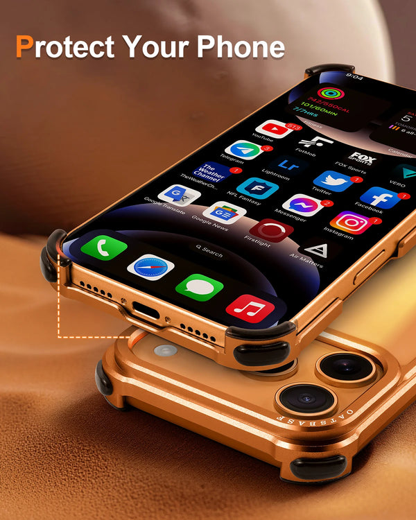 Oatsbasf Metal Phone Case for iPhone 17 Pro/Pro Max/17 Air Case Minimalist Wireless Charging Ultra-thin Bumper Protecitve Case