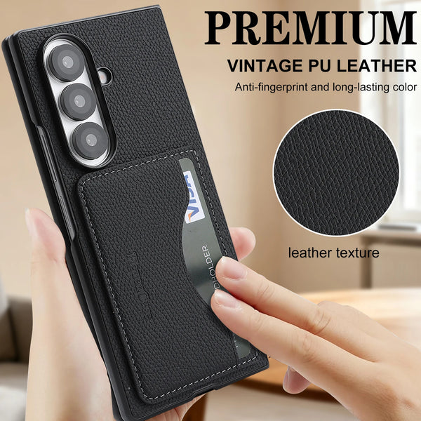 Leather Wallet Case for Samsung Galaxy Z Fold 7 6 5 4 3 Fold7 Fold6 Fold5 Fold4 Fold3 Card Slots Holder Kickstand Phone Cover