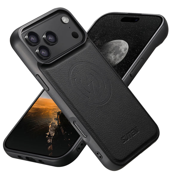 SUTENI Frosted Feel Faux Leather Magnet Wireless Charging Phone Case For 17 Pro Max 16 Plus 15 14 13