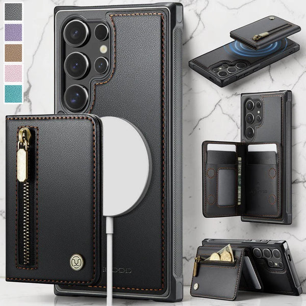 Magnetic Flip Leather Phone Case for Samsung Galaxy S26 Ultra S25 FE S24 Plus S23 S22 S21 5G Wireless Charging Wallet Card Cover